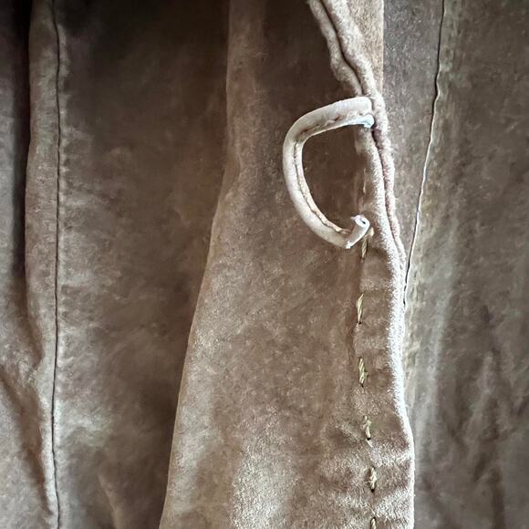 Brown leather jacker with button - Picture 5 of 8